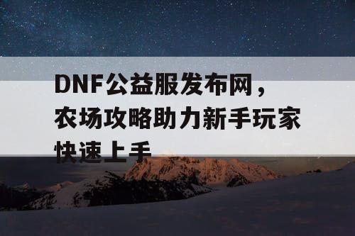 DNF公益服发布网，农场攻略助力新手玩家快速上手