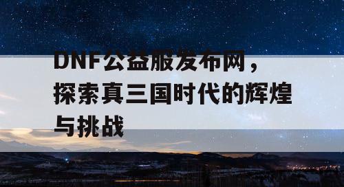 DNF公益服发布网，探索真三国时代的辉煌与挑战