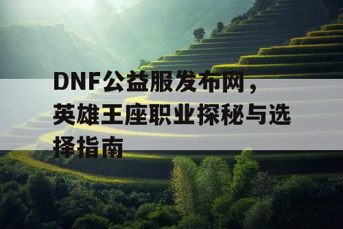 DNF公益服发布网，英雄王座职业探秘与选择指南