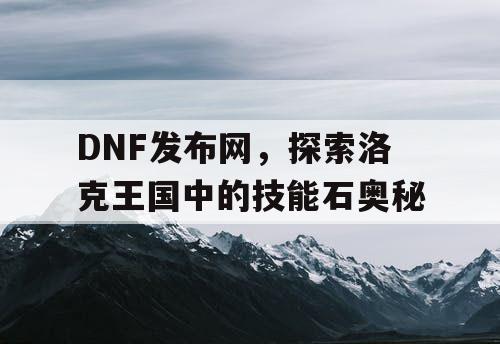 DNF发布网，探索洛克王国中的技能石奥秘